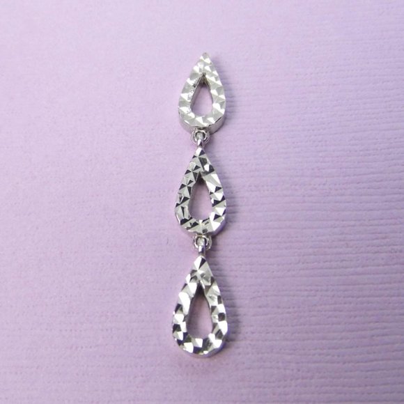 14KW Gold Diamond cut Drop Pendant 1.5" - Picture 1 of 9